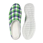 White Green And Blue Buffalo Plaid Print Mesh Casual Shoes