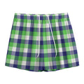 White Green And Blue Buffalo Plaid Print Mesh Shorts