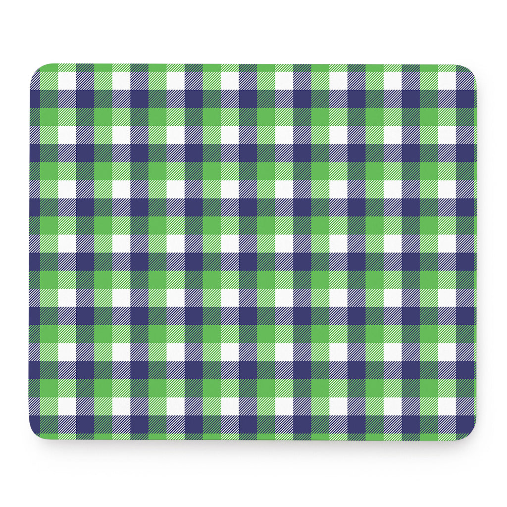 White Green And Blue Buffalo Plaid Print Mouse Pad