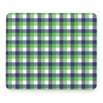 White Green And Blue Buffalo Plaid Print Mouse Pad