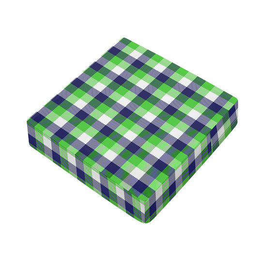 White Green And Blue Buffalo Plaid Print Outdoor Seat Cushion Cover
