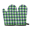 White Green And Blue Buffalo Plaid Print Oven Mitts