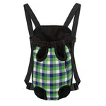 White Green And Blue Buffalo Plaid Print Pet Carrier Backpack