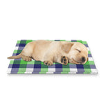 White Green And Blue Buffalo Plaid Print Pet Cooling Mat Cover