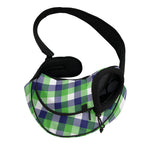 White Green And Blue Buffalo Plaid Print Pet Sling Carrier