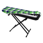 White Green And Blue Buffalo Plaid Print Piano Keyboard Cover