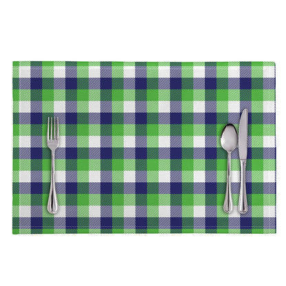 White Green And Blue Buffalo Plaid Print Placemat