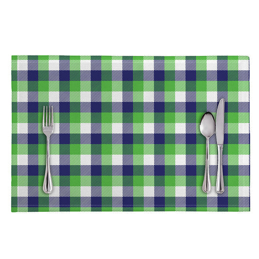 White Green And Blue Buffalo Plaid Print Placemat