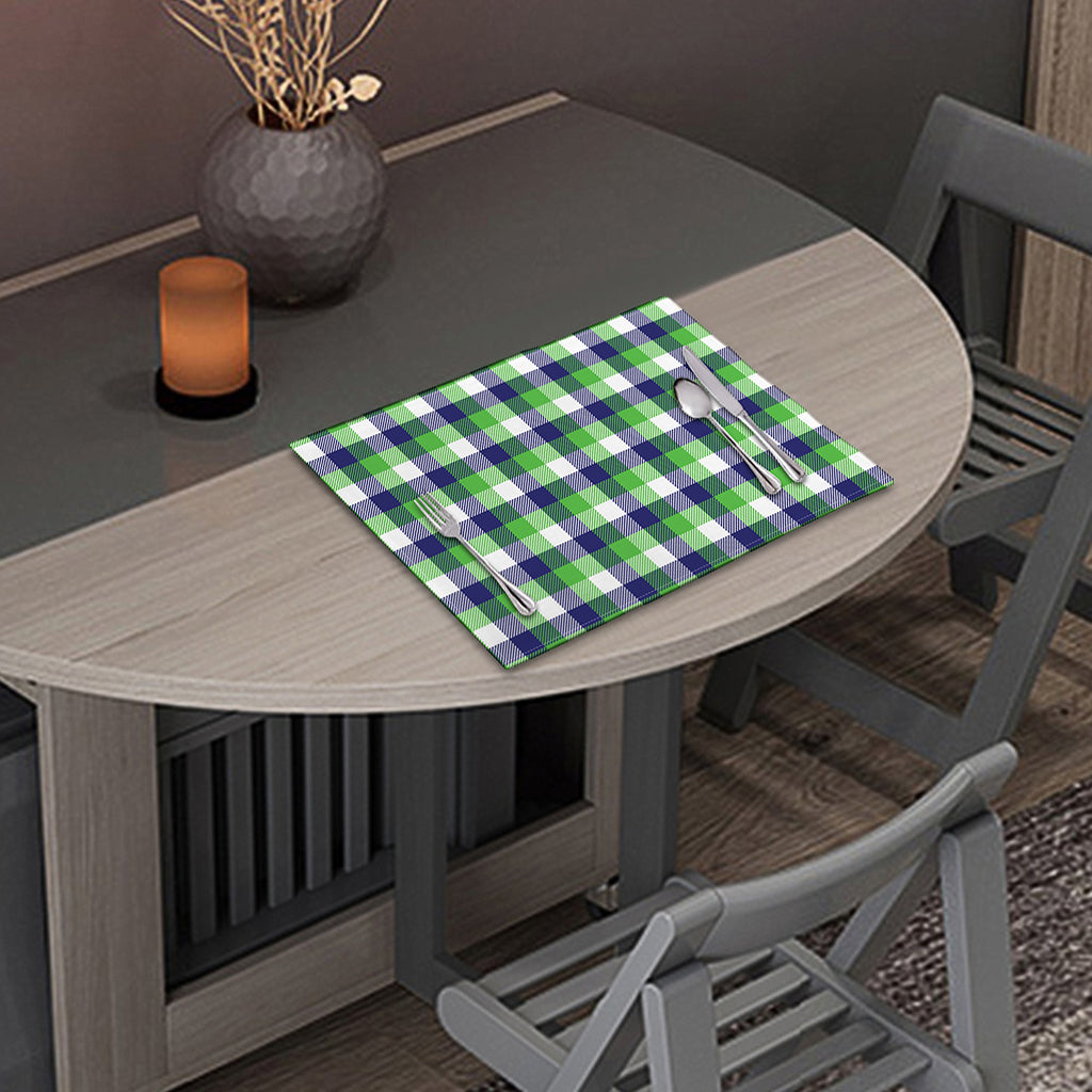 White Green And Blue Buffalo Plaid Print Placemat