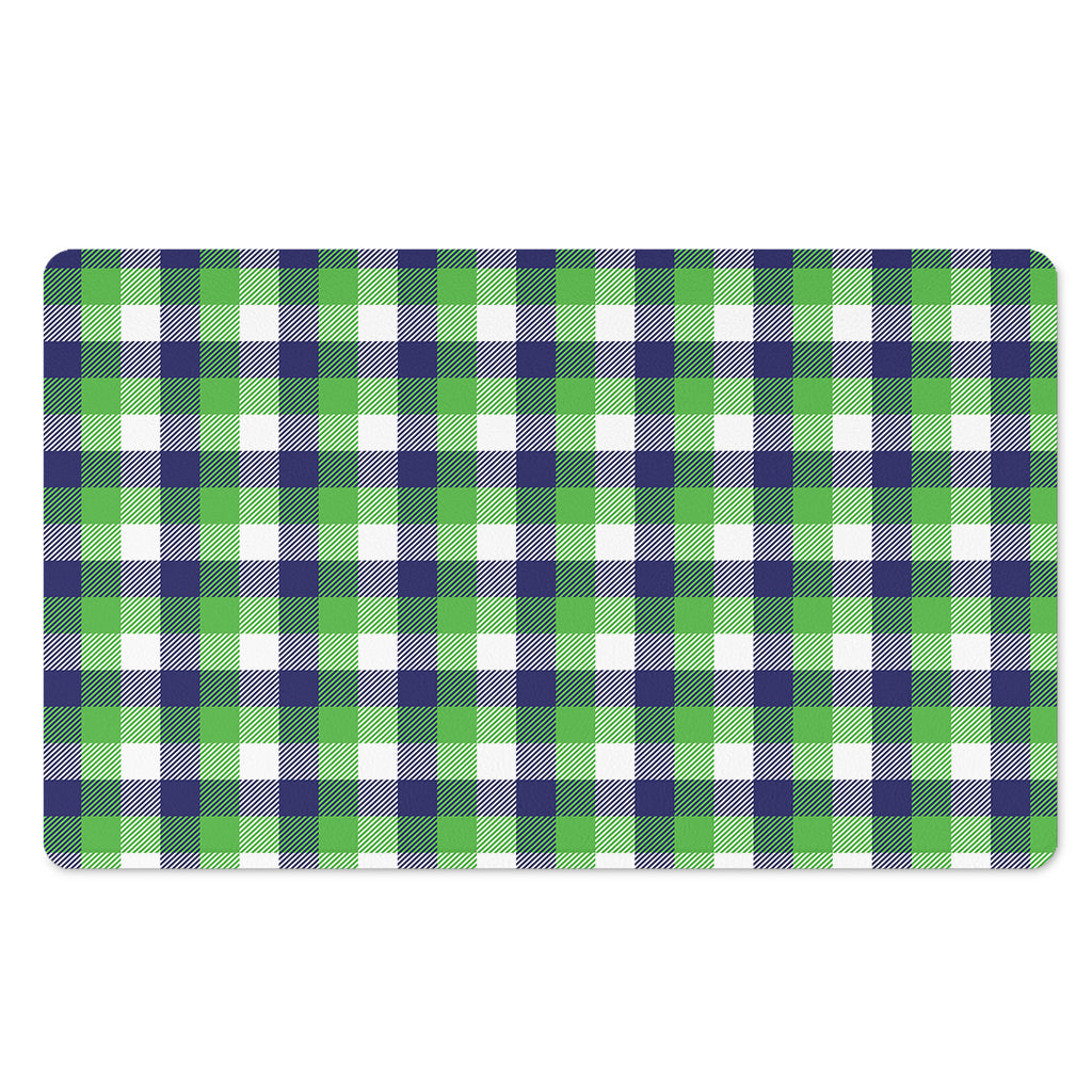 White Green And Blue Buffalo Plaid Print Polyester Doormat