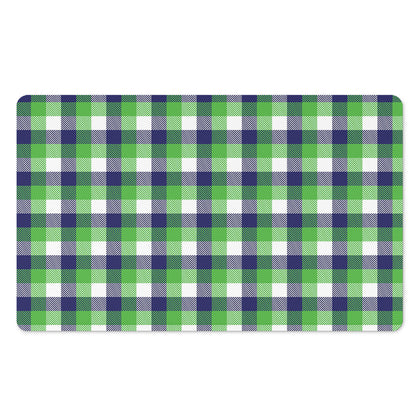 White Green And Blue Buffalo Plaid Print Polyester Doormat
