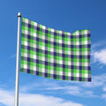 White Green And Blue Buffalo Plaid Print Polyester Flag