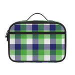 White Green And Blue Buffalo Plaid Print Portable Lunch Bag