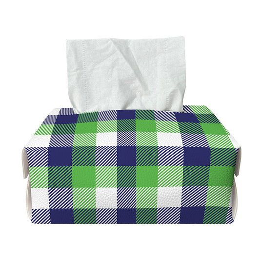 White Green And Blue Buffalo Plaid Print Rectangle Tissue Box Cover