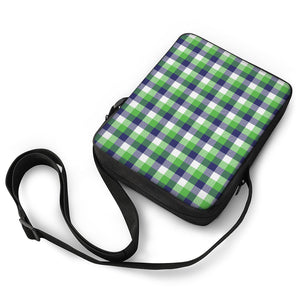 White Green And Blue Buffalo Plaid Print Rectangular Crossbody Bag