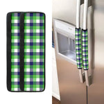 White Green And Blue Buffalo Plaid Print Refrigerator Handle Covers