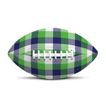White Green And Blue Buffalo Plaid Print Rugby Ball
