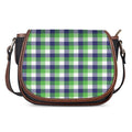 White Green And Blue Buffalo Plaid Print Saddle Bag