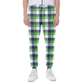 White Green And Blue Buffalo Plaid Print Joggers