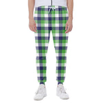 White Green And Blue Buffalo Plaid Print Scuba Joggers
