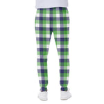 White Green And Blue Buffalo Plaid Print Scuba Joggers