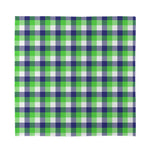 White Green And Blue Buffalo Plaid Print Silk Bandana
