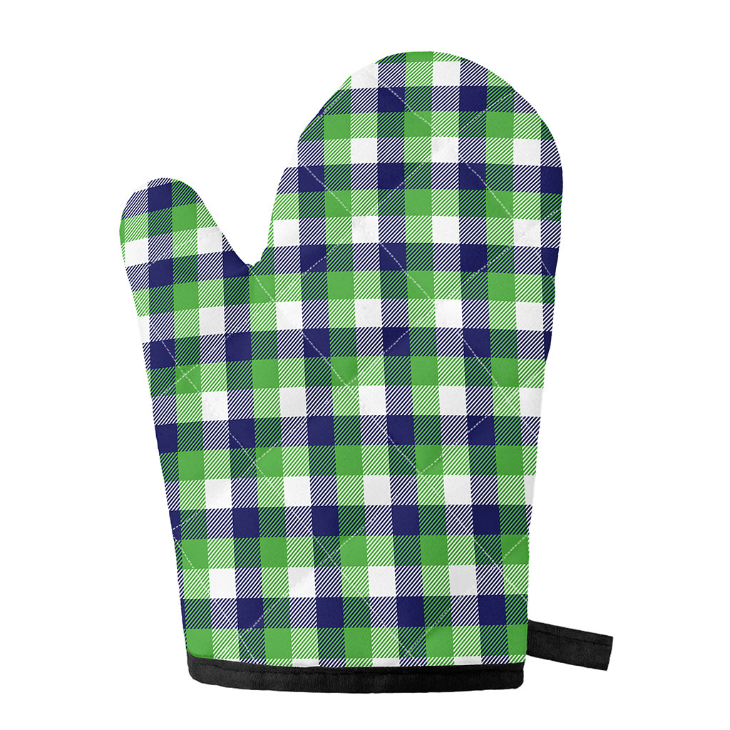 White Green And Blue Buffalo Plaid Print Single Oven Mitt