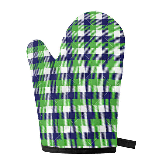 White Green And Blue Buffalo Plaid Print Single Oven Mitt