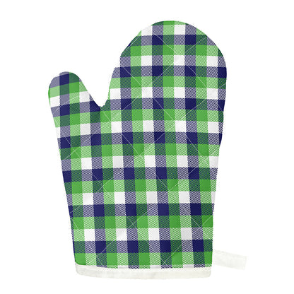 White Green And Blue Buffalo Plaid Print Single Oven Mitt