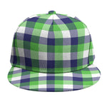 White Green And Blue Buffalo Plaid Print Snapback Cap