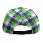 White Green And Blue Buffalo Plaid Print Snapback Cap