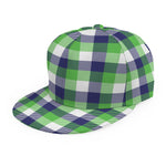 White Green And Blue Buffalo Plaid Print Snapback Cap