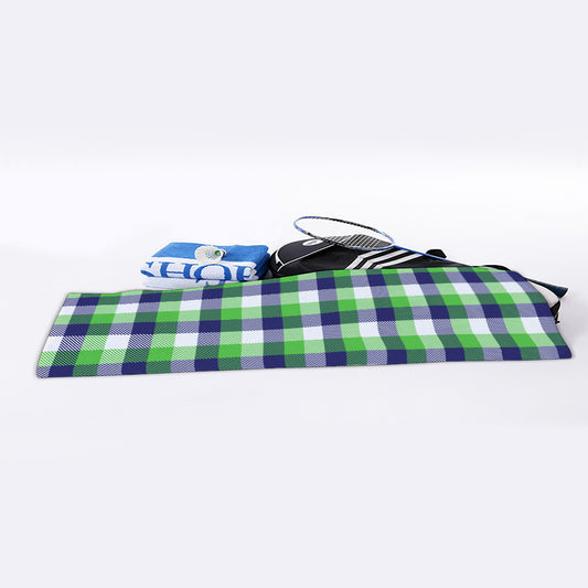 White Green And Blue Buffalo Plaid Print Sports Towel