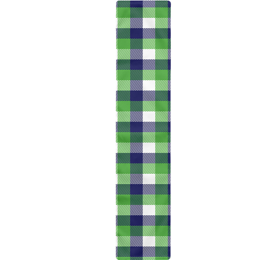 White Green And Blue Buffalo Plaid Print Table Runner