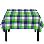 White Green And Blue Buffalo Plaid Print Tablecloth