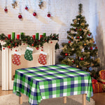 White Green And Blue Buffalo Plaid Print Tablecloth