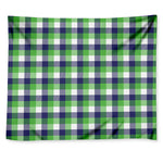 White Green And Blue Buffalo Plaid Print Tapestry