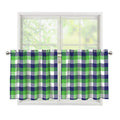 White Green And Blue Buffalo Plaid Print Tier Curtains