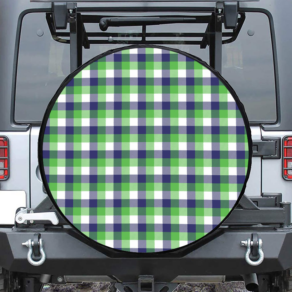 White Green And Blue Buffalo Plaid Print Tire Cover