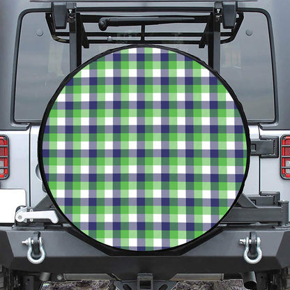 White Green And Blue Buffalo Plaid Print Tire Cover