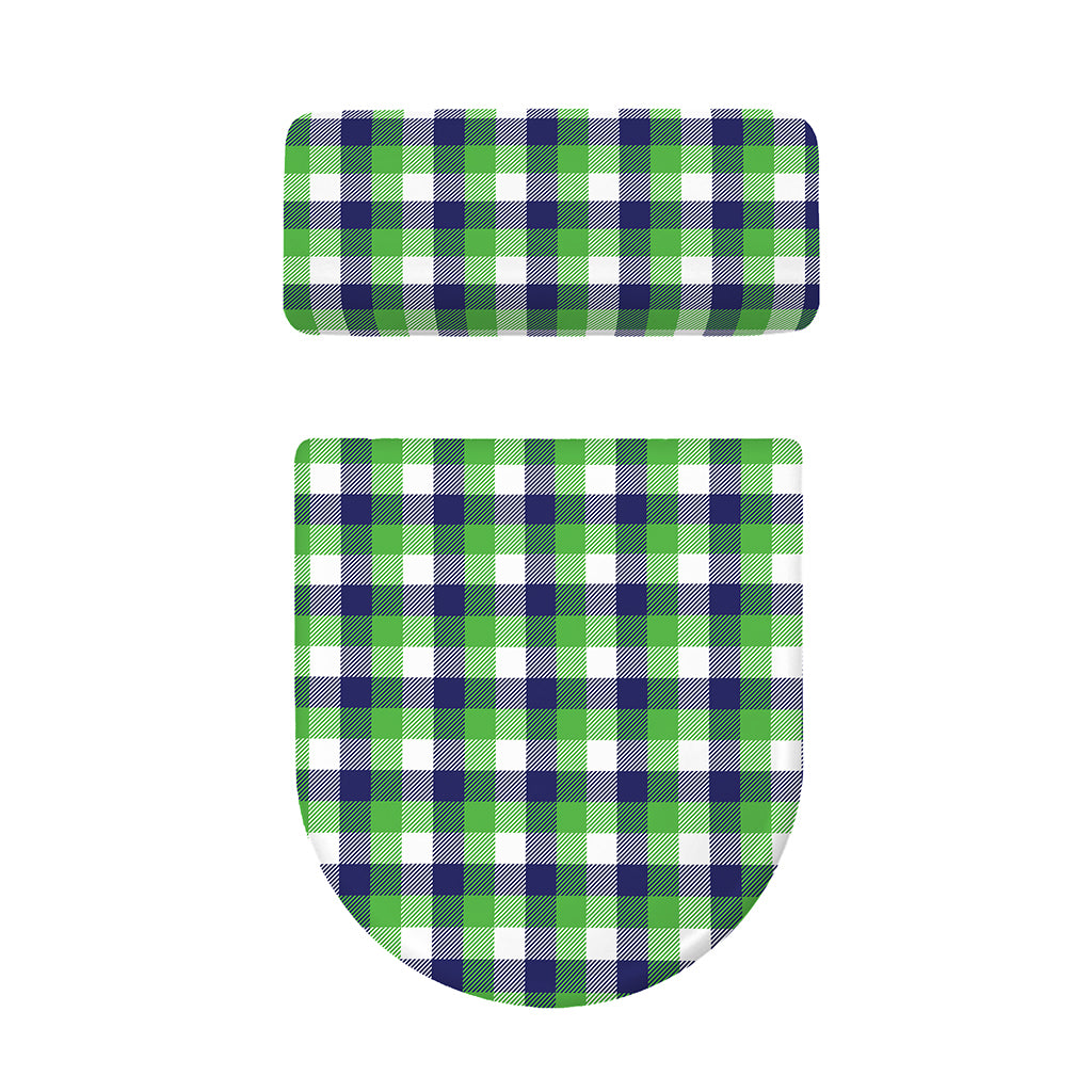 White Green And Blue Buffalo Plaid Print Toilet Lid And Tank Cover Set