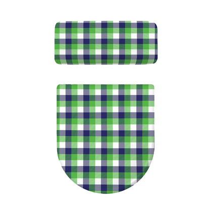 White Green And Blue Buffalo Plaid Print Toilet Lid And Tank Cover Set