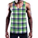 White Green And Blue Buffalo Plaid Print Training Tank Top