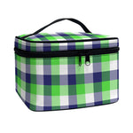 White Green And Blue Buffalo Plaid Print Travel Makeup Bag