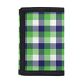 White Green And Blue Buffalo Plaid Print Trifold Wallet