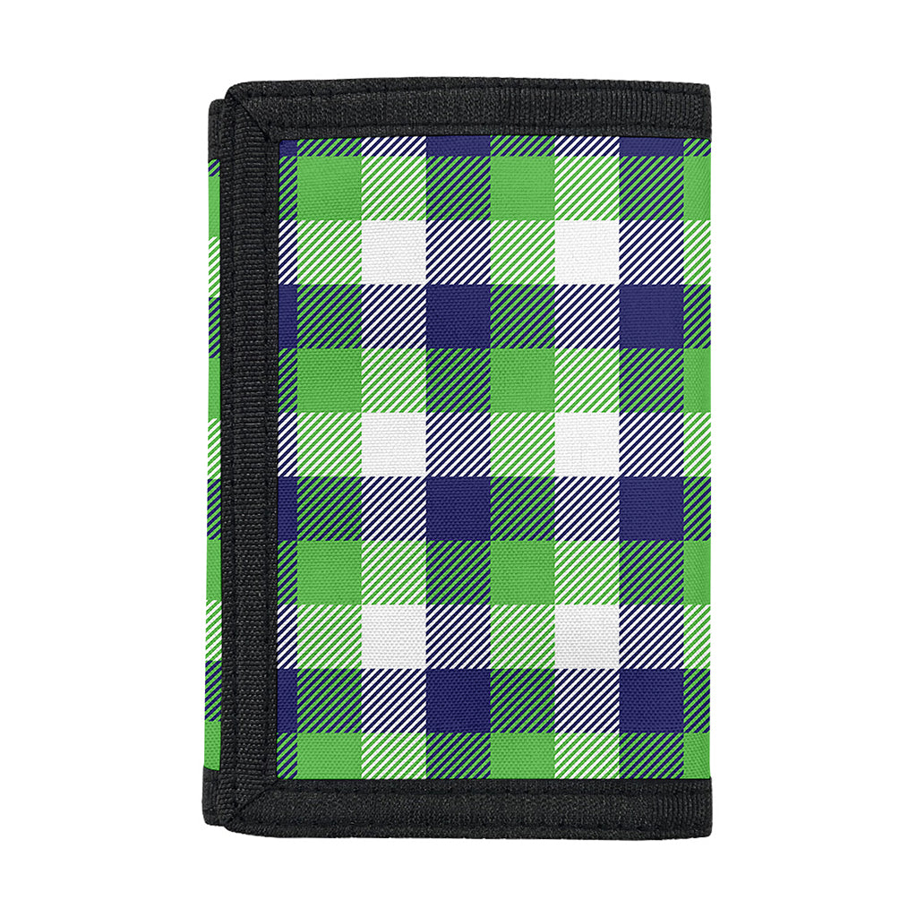 White Green And Blue Buffalo Plaid Print Trifold Wallet