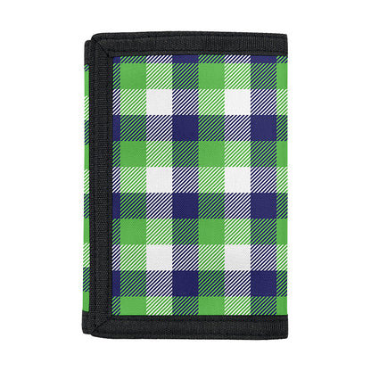 White Green And Blue Buffalo Plaid Print Trifold Wallet