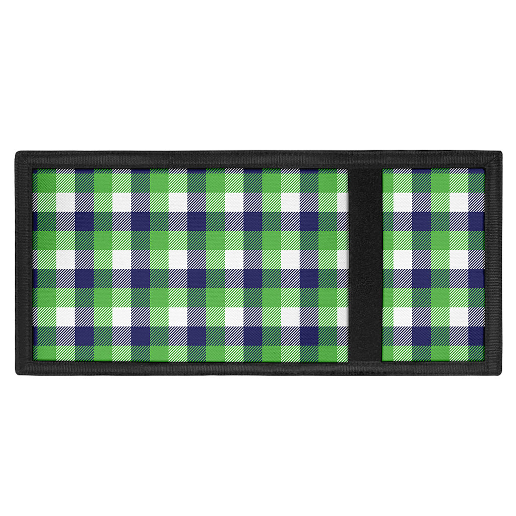 White Green And Blue Buffalo Plaid Print Trifold Wallet