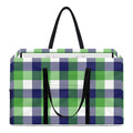 White Green And Blue Buffalo Plaid Print Utility Tote Bag