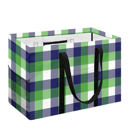 White Green And Blue Buffalo Plaid Print Utility Tote Bag